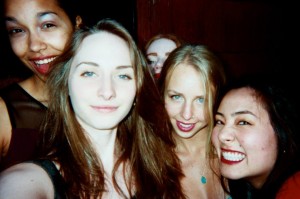 Me, my roommates Lexi and Bianca, and our friend Paige with Kelly in the background 