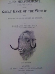 Title page of Great Game of the World with musk ox picture