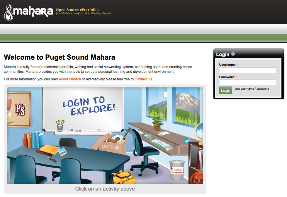 Screenshot of Mahara website