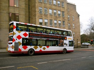 Although this isn't the bus we rode, it is very similar. Nearly all of the buses - even the "normal" public transportation ones - in Edinburgh are double deckers.