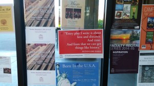 The poster advertising the Theater Department's production of Lori-Park's "265 Days/365 Plays".