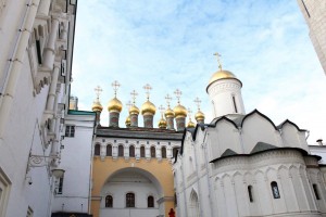 Cathedrals inside the Kremlin in Moscow, Russia.