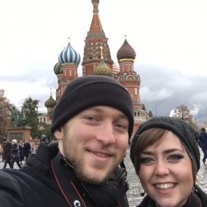 Tay & I in Red Square outside St. Basil's Cathedral in Moscow, Russia.