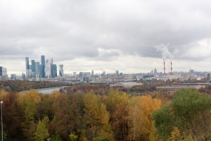 Industrial Moscow, to the left Moscow's new burgeoning business center.