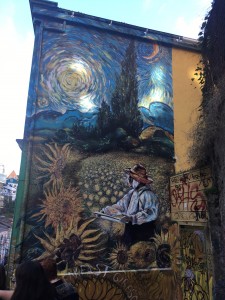 A mural on the streets of Valparaiso. 